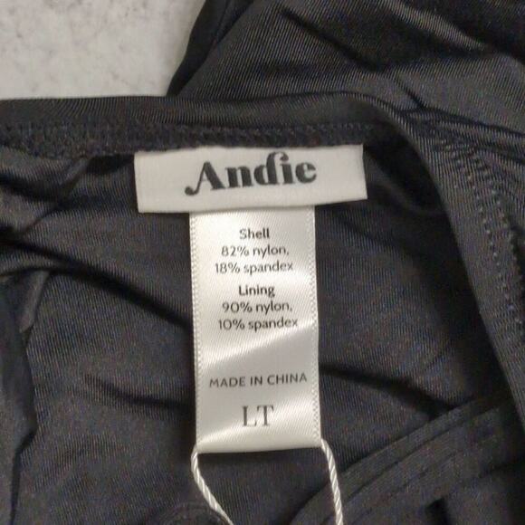 NWT Andie Bali Black Deep V-Neck Long Torso Womens Swimsuit One Piece Large Tall - Picture 3 of 6